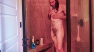 casual shower – naked man ass to relax and study to