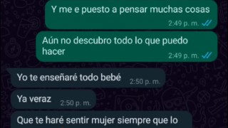 Chat de WhatsApp con mi padrastro caliente, término en su cuarto follando duro 🔥💦😈