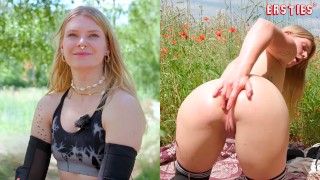 Ersties – Nach dem Mountainbike-Training genießt Katja E die Natur mit Analplug und Dildo