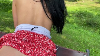 Hot fuck on bench in city park – Tonny and Mia