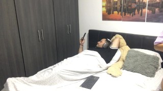 My horny stepdaughter masturbates in front of me and makes a video