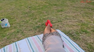 My StepSis Teasing Me in the PARK with No PANTIES in a Short Skirt